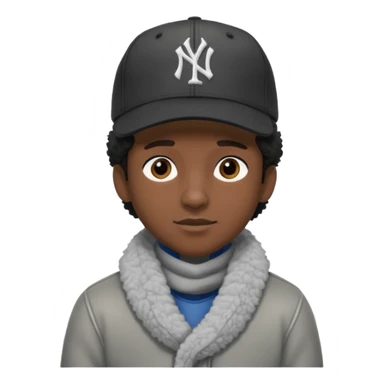 Cappellino New Era New York nero e persona con giubbotto di pecora grigio e anche la lana grigia sticker