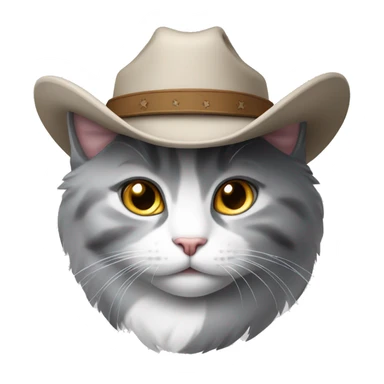 grey and white cat wearing a cowboy hat sticker