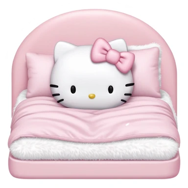 Hello kitty with light pink bow sleeping in a light pink bed sticker