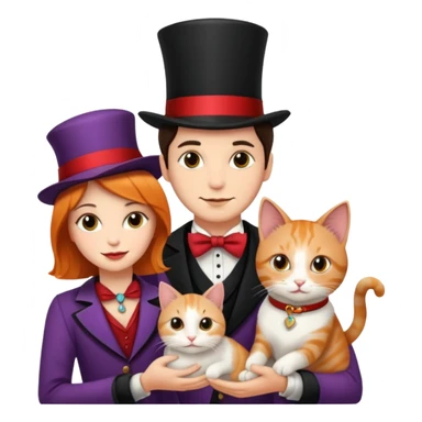 magician couple and their pet cat sticker