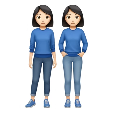 Asian women shining confident full body fat sticker