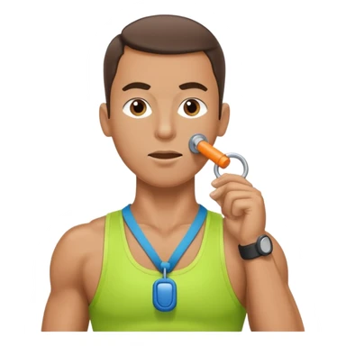 sporty fitness trainer with whistle around neck sticker