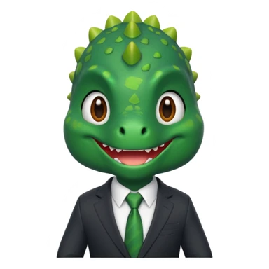 cute dinosaur (like the dinosaur memoji) in business suit sticker