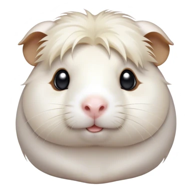Cinematic Cute White Guinea Pig Portrait Emoji, Head tilted playfully and inquisitively, showcasing a silky, immaculate white coat with a natural glow, round, sparkling dark eyes filled with curiosity, Simplified yet irresistibly adorable features, highly detailed, glowing with a warm, friendly light, high shine, affectionate and lively, stylized with a touch of whimsy, bright and endearing, soft glowing outline, capturing the essence of a mischievous yet loving guinea pig, so playful it feels like it could nuzzle out of the screen and into your arms! sticker