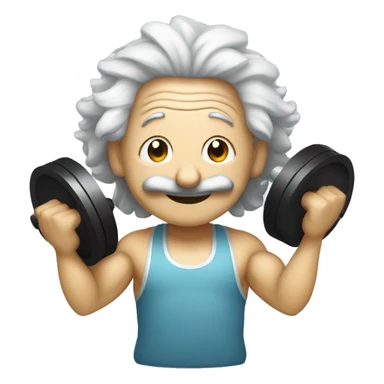 albert einstein happy in the gym with dumbells and headphones sticker