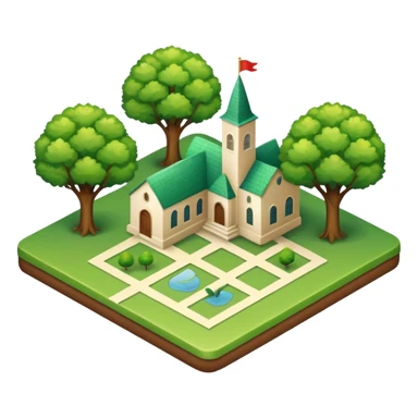 An icon featuring a local map, and regional landmarks, symbolizing local gardening. The design includes a tree, and 1 building, representing the unique geography and culture of a specific area. Transparent background highlights the exploration of local history and environment. sticker