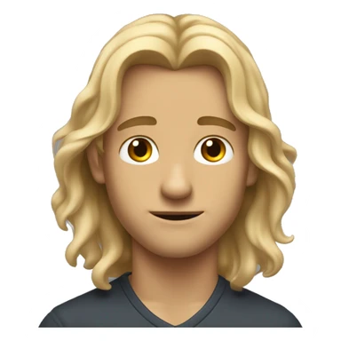 A handsome young man with long, wavy dirty-blonde hair cascading down past his shoulders, looking like he doesn't know what to do next. sticker