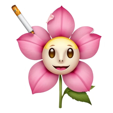 A flower with pink petals with dead white eyes and a cigarette in his mouth sticker