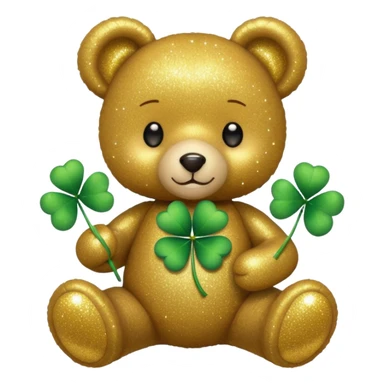 Glitter Teddy with four-leaf clover sticker