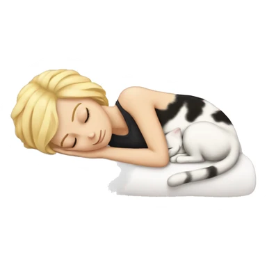 Blonde haired white girl sleeping with a calico cat sticker