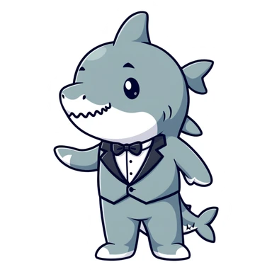 shark wearing a tuxedo sticker