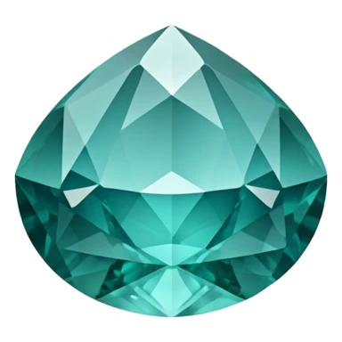 Faceted round grandidierite gem with teal blue-green hue and clear transparency sticker