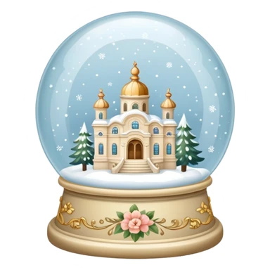 vintage rococo beige dainty floral snow globe sticker