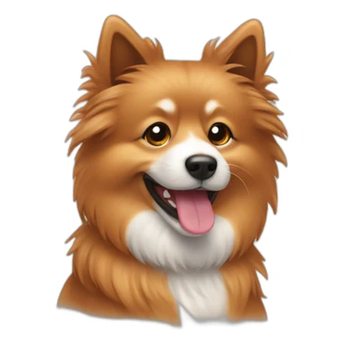 Spitz dog happy face only brown color hairy sticker