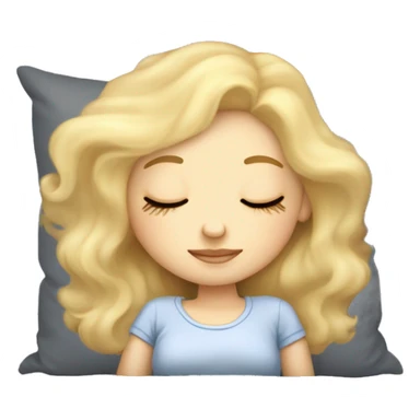 pretty light skinned blonde girl sleeping on a pillow with her closed eyes soft textures no background sticker