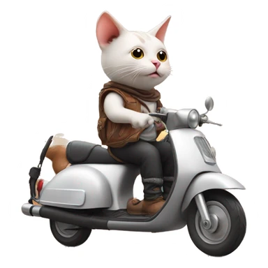 a cat sitting on top of a pig riding a scooter and scooter is in desert sticker