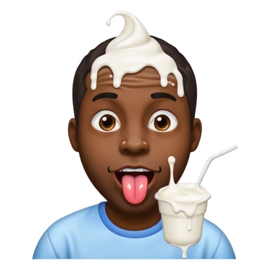 black man with giant tongue and white yogurt dripping down his cheeks sticker