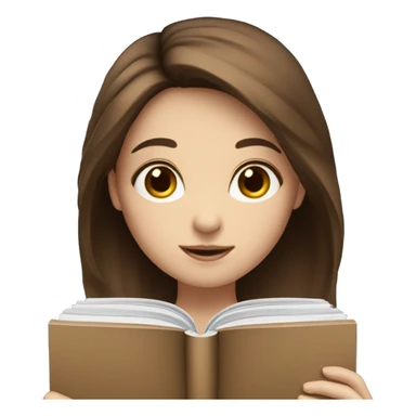 brown hair blue eyes girl with book sticker