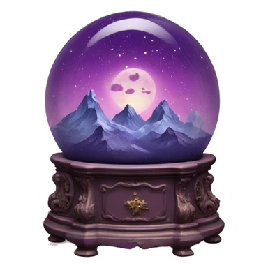 vintage purple rococo night sky mountains snow globe sticker