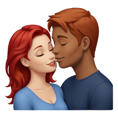 kissy face between brown hair man and redhead woman sticker