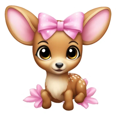 baby deer with fairy wings and a pink bow around its neck  sticker