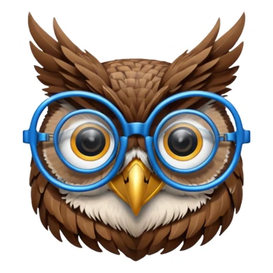 Create a high-quality 3D render that transforms the emojis 👓 ⚡ 🦉 into realistic 3D objects.
 sticker