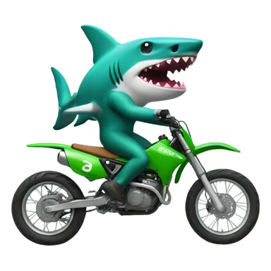 shark driving green pit bike sticker
