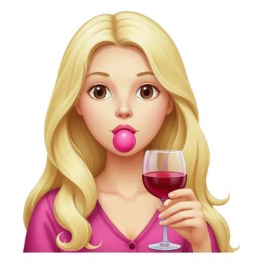 Long Blonde blowing bubblegum wine sticker