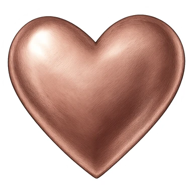 heart with a metallic rose gold finish, digital illustration style, no background sticker
