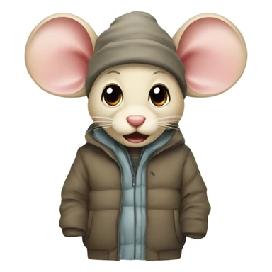 I want you to generate the following inside an icecube like it has been frozen: a boy mouse wearing a parka sticker