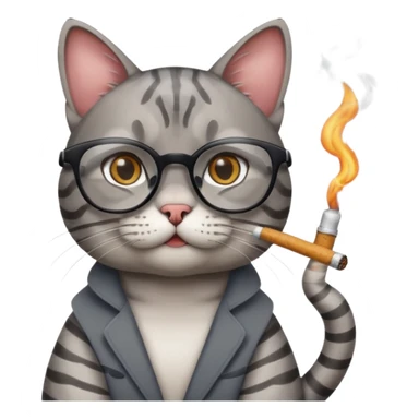 cat with glasses and a cigarette sticker