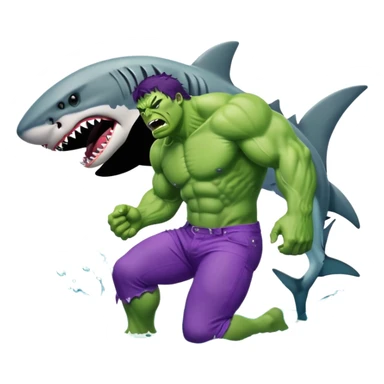 The Hulk getting eaten by a big shark sticker