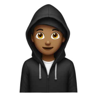 Black Hooded white Boy With black Beanie sticker