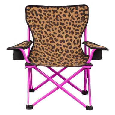 Realistic hot pink and leopard print pattern camping folding chair isolated.  sticker