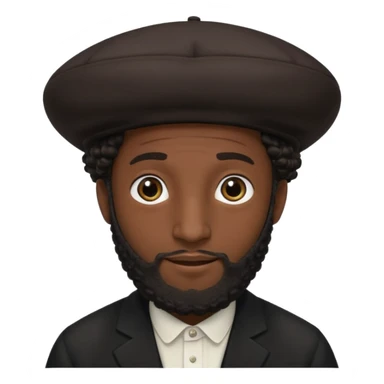Hasidic Jewish man emoji, black kippa, pronounced curly sidelocks, subtle smile, no background sticker