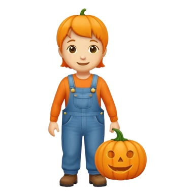 pumpkin with body wearing overalls  sticker