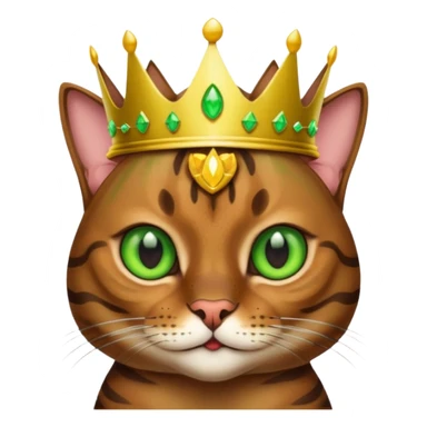dark brown bengal cat with crown with green eyes sticker