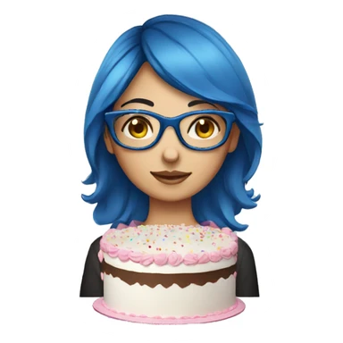 Blue head brunette girl wearing specs making a big cake  sticker