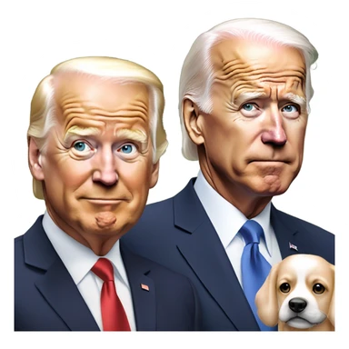 trump and biden walking dogs sticker