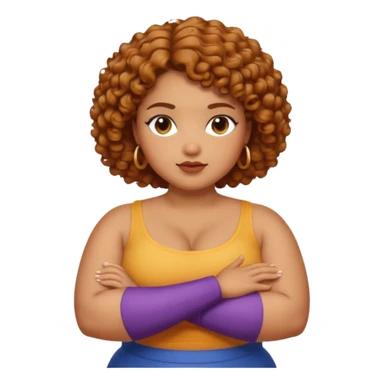 Curvy caramel skin woman with short curly natural hair arms Folded sticker