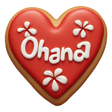 Red cookie heart with ohana sticker
