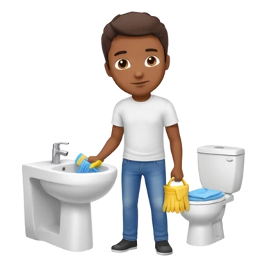 man Cleaning the bathroom sticker