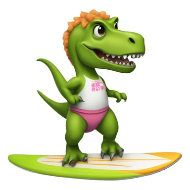 T-Rex on surfboard wearing tutu sticker