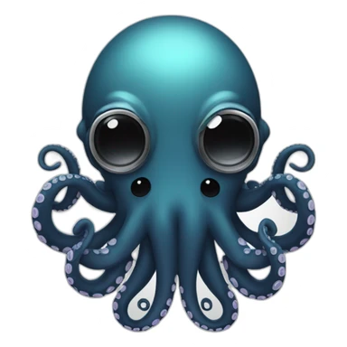octopus dj with dark long hair, moustache and pierced ears and nose sticker