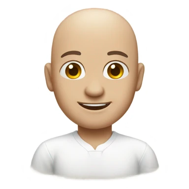 smiling bald man in white shirt  with a big butt sticker