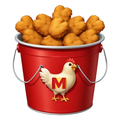 ai aik bucket banao full of nuggets and os par aik red colour ka old ma bana ha sticker