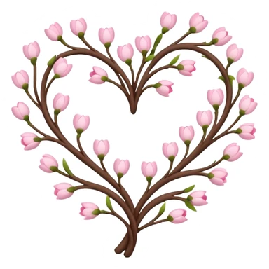 Natural cottage core aesthetic minimal flower branches in a twisty heart shape sticker