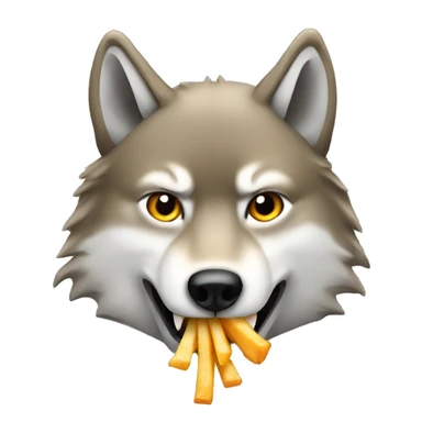 wolf and fish eating french fries sticker