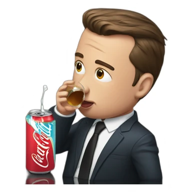 Macron crying and drink à can of soda with Elon musk  sticker