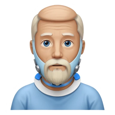 Older man with a full long beard, a medical neck brace, and blue eyes. sticker